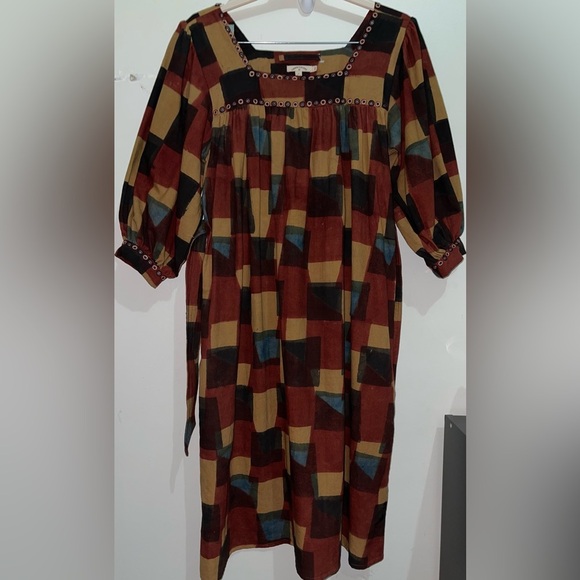 Umber & Ochre Devi Peasant Dress in Blocks NWOT - Picture 12 of 14